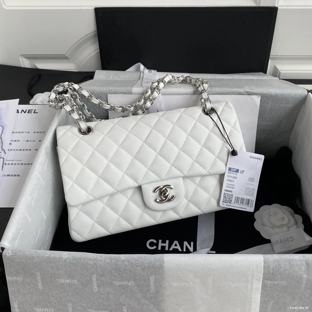 Firstbag Ru 2.55 A01112 Bag CHANEL Large White Flap Calfskin Leather 0712